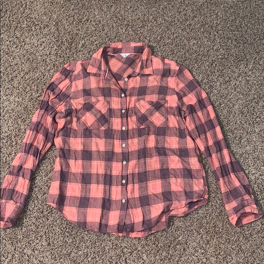 Pink and navy blue flannel